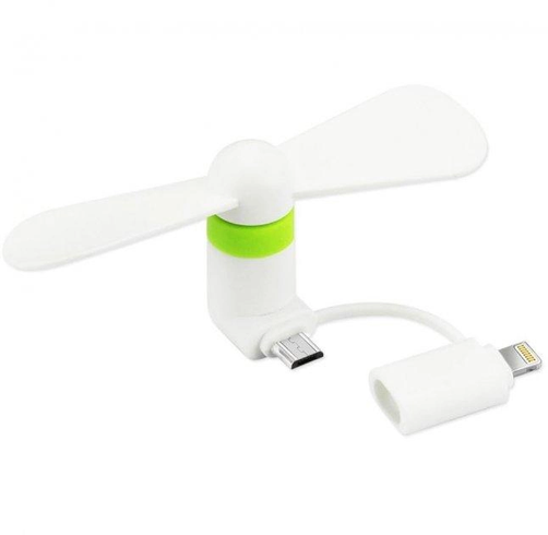 Міні вентилятор для телефону micro USB та Lightning Чорний