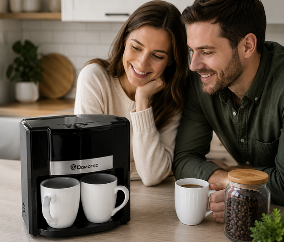Кофеварка Domotec MS-115 / Кофеварка электрическая + ложка для кофе 2 чашки 420 мл