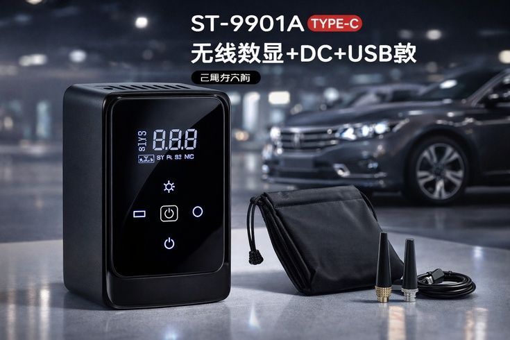 Автомобільний компрессор Car Air Pump + павер банк + ліхтар Model:901А
