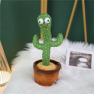 Кактус що танцює, світло-музична іграшка на батарейках, Dancing Cactus TikTok кактус у вазоні 34 см, Зелений