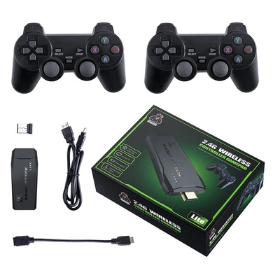 64ГБ Игровая приставка LITE GREEN HDMI 3535 игр Dendy, Sega, Аркадные игры, Game Boy, Nintendo, Atari, PlayStation 1, Черный