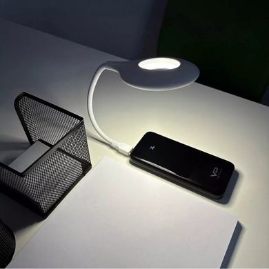 Гнучка USB лампа з голосовим керуванням із зарядкою від Power bank біла / Світлодіодний ліхтар LK-50, Білий