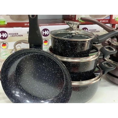 Набор посуды со сковородой гранит круглый ( 7 предметов) НК-314 черный Материал Алюминий