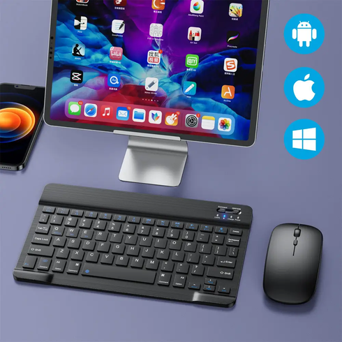 Клавиатура для планшета / Беспроводная Bluetooth клавиатура с мышкой BT Combo / Набор 2в1 клавиатура + мышка