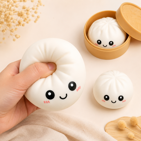 Антистрес-іграшка Squishy &laquo;Пельмешка&raquo; у коробочці / Сквіш бао-булочка, пельмень 5,5 см / Іграшка антистрес сквіш Squishy Dumpling