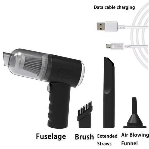 Автомобільний пилосос 120Вт, від USB + 3 насадки / Ручний пилосос AS-228 / Бездротовий пилосос для машини