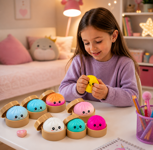 Антистрес-іграшка Squishy &laquo;Пельмешка&raquo; у коробочці / Сквіш бао-булочка, пельмень 5,5 см / Іграшка антистрес сквіш Squishy Dumpling