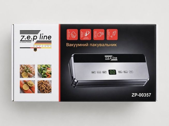 Вакуумний пакувальник 200 Вт з сенсорним дисплеєм / Вакууматор для продуктів Zepline ZP-00357