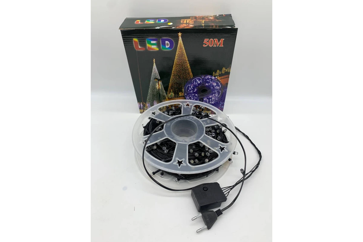 Гірлянда нитка на котушці, від мережі, 50м, 240LED, теплий білий/ Світлодіодна LED гірлянда на ялинку