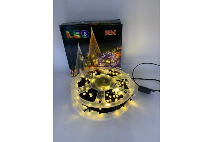 Гірлянда нитка на котушці, від мережі, 50м, 240LED, теплий білий/ Світлодіодна LED гірлянда на ялинку