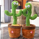 Кактус що танцює, світло-музична іграшка на батарейках, Dancing Cactus TikTok кактус у вазоні 34 см, Зелений