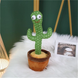 Кактус що танцює, світло-музична іграшка на батарейках, Dancing Cactus TikTok кактус у вазоні 34 см, Зелений