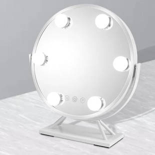 Круглое зеркало для макияжа с LED подсветкой Led Mirror JX-526, 5 LED, Белый