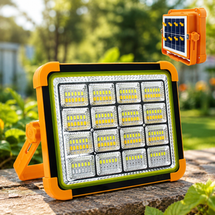 Аккумуляторный прожектор PowerBank с солнечной панелью / Светодиодный Solar LED фонарь 2400mAh