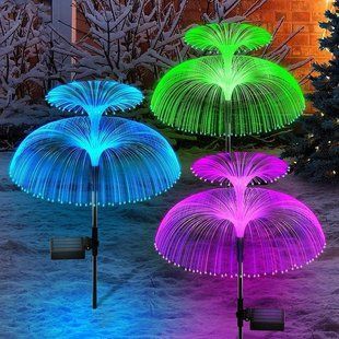 Фонарь садовый на солнечной батарее Медуза двойная RGB