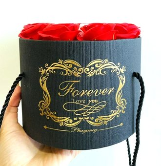Подарунковий набір троянд Forever I love you букет в капелюшній коробці, ручної роботи, червоний