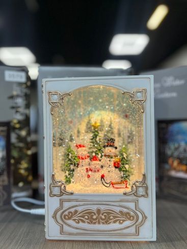 Музыкальная новогодняя книга ночник-светильник XMAS WDL 24023B  Снеговик