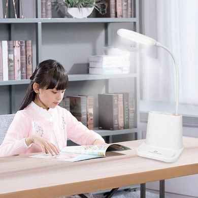 Аккумуляторная Настольная LED лампа Bionic Desk Lamp c USB выходом, органайзером и подставкой для смартфона Розовая
