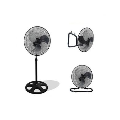 Вентилятор 3 в1 Wimpex 1807 Чорно - Сріблястий підлоговий настільний настінний охолоджувач з 3 швидкостями, Сріблястий