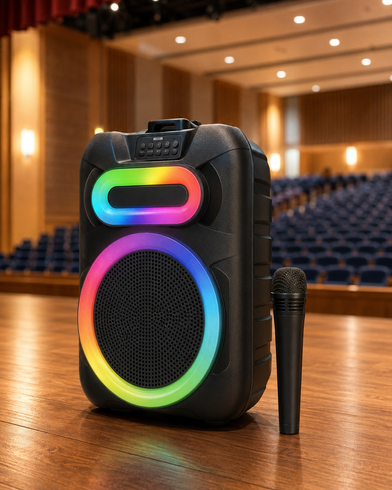 Колонка MS-2082BT-W Bluetooth / Акустическая система с RGB подсветкой / Колонка + беспроводной микрофон