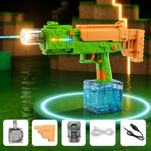 Водяной электрический пистолет со светом / Водяной автомат Electric Water Gun / Водяной бластер с баком для воды