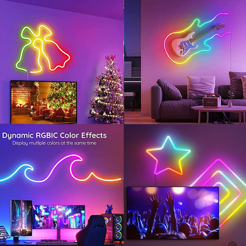 Розумна гнучка LED Neon RGB стрічка-шланг 10 метрів від USB керування режимами з телефону, Bluetooth додаток, пульт