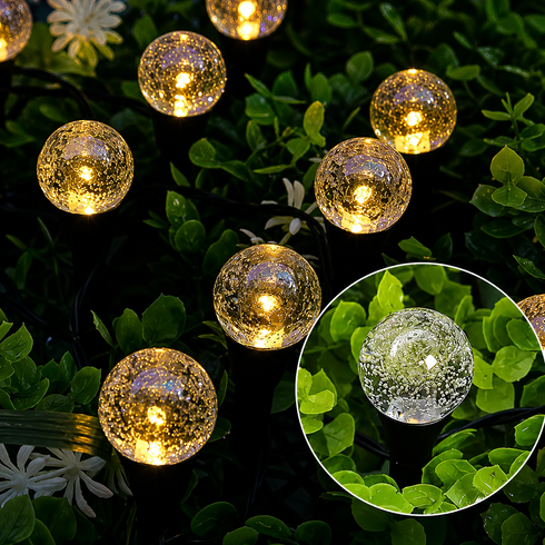 Садовый светильник garden light с солнечной панелью / Шаровидные фонари для сада с пузырьками Solar / Светодиодная LED-гирлянда для сада