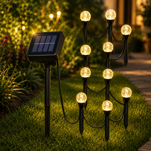 Садовый светильник garden light с солнечной панелью / Шаровидные фонари для сада с пузырьками Solar / Светодиодная LED-гирлянда для сада