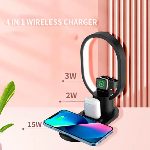 Беспроводная зарядная станция &ndash; LED ночник 4in1 15Вт