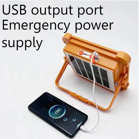 Аккумуляторный прожектор PowerBank с солнечной панелью / Светодиодный Solar LED фонарь 2400mAh