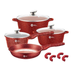 Набір посуду із сковородою граніт круглий (7 предметів) НК-314 червоний Матеріал Алюміній