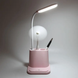 Аккумуляторная Настольная LED лампа Bionic Desk Lamp c USB выходом, органайзером и подставкой для смартфона Розовая