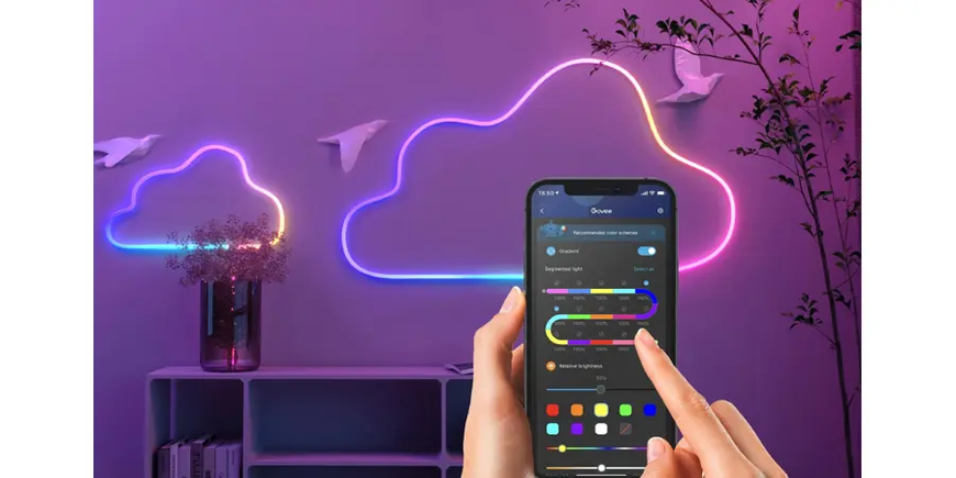 Розумна гнучка LED Neon RGB стрічка-шланг 10 метрів від USB керування режимами з телефону, Bluetooth додаток, пульт