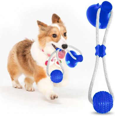 Многофункциональная игрушка для собак канат на присоске с мячом