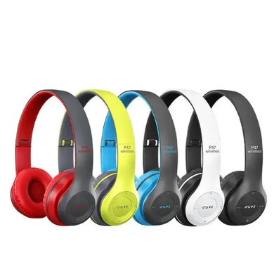Беспроводные черные Наушники Wireless P-47 Bluetooth + MicroSD + FM Радио