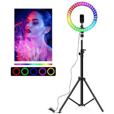 Кольцевая лампа со Штативом RGB 36 см,Светодиодная LED лампа,Кольцевой свет,Разноцветная лампа блогера