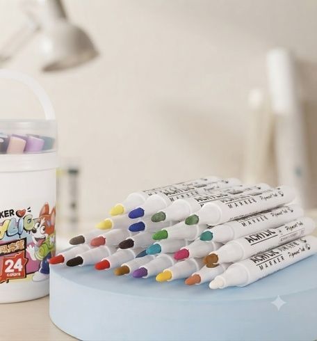 Акварельные маркеры 24 Water color pen / Набор маркеров в белом ведерке / Художественные маркеры