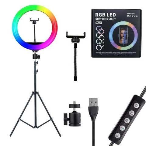 Кольцевая лампа со Штативом RGB 36 см,Светодиодная LED лампа,Кольцевой свет,Разноцветная лампа блогера
