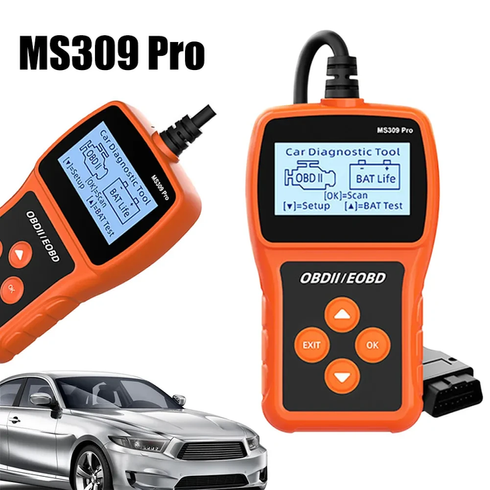 Сканер OBD2, діагностичний інструмент, зчитувач кодів несправностей, тестер акумулятора MS309PRO