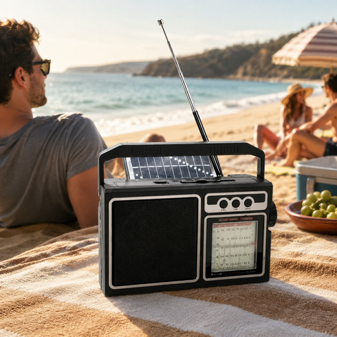 Радиоприемник GOLON RX-BT319S SOLAR с Bluetooth, USB, TF-картой и солнечной панелью 5 Вт