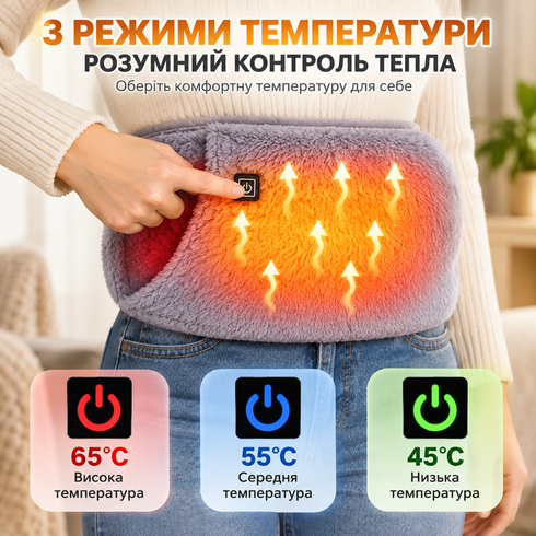 Пояс-грілка для живота та спини / Зігріваючий пояс з кишенями / Електрична грілка для рук / Електрогрілка від USB