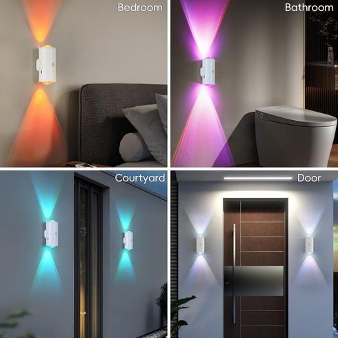 Умный настенный ночник с датчиком движения и RGB-подсветкой 1500 мАч / Аккумуляторный фонарь для лестницы / Беспроводная магнитная настенная лампа 11см