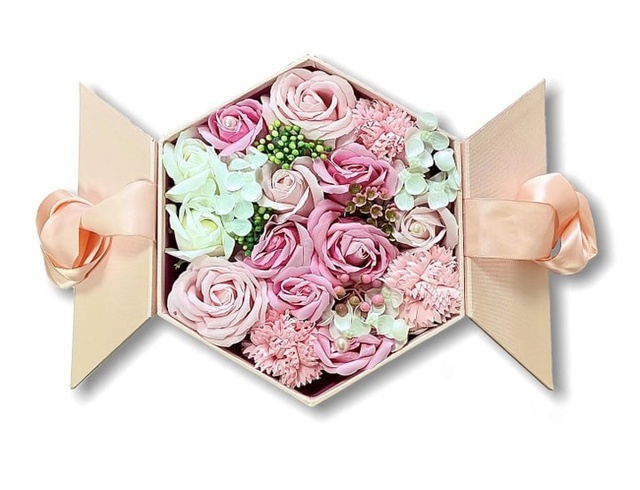Подарочный набор роз Forever I love you букет в коробке, ручной работы, розовый