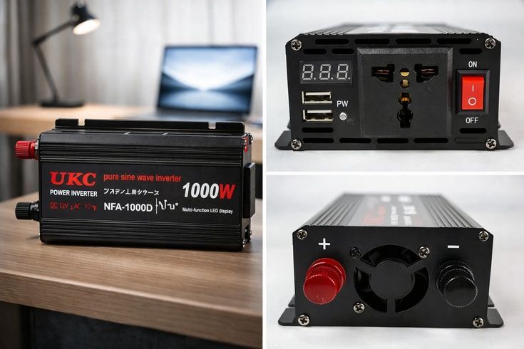 Перетворювач напруги 12V-220V UKC 1000 Вт з чистою синусоїдою / автомобільний інвертор 12 В 220 В з цифровим дисплеєм та USB виходом