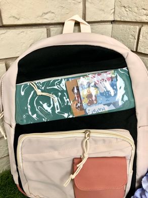 Рюкзак с прозрачным карманом школьный стильный,спортивный,подростковый рюкзак