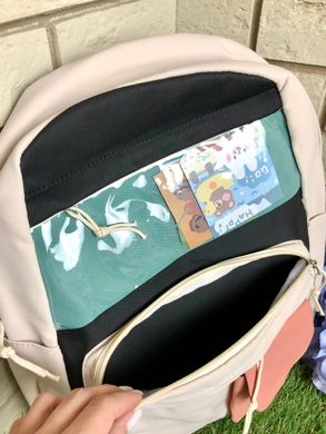 Рюкзак с прозрачным карманом школьный стильный,спортивный,подростковый рюкзак Голубой