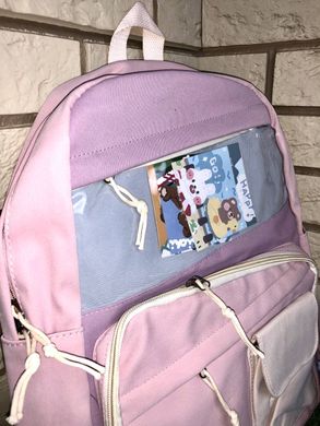 Шкільний з прозорою кишенею рюкзак стильний,спортивний,підлітковий рюкзак Рожевий