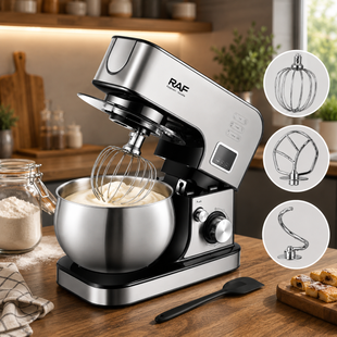 Кухонный планетарный миксер с чашей RAF R6603 / Кухонный комбайн 1800Вт / Кухонный тестомисс миксер 8л