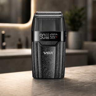 Бритва VGR V 640 S Black / Шейвер чоловічий професійний / Електробритва акумуляторна чорна
