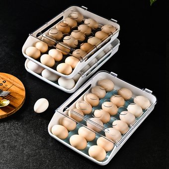Однослойный держатель для яиц NEWFORCE 30 Grid для холодильника, контейнер для хранения яиц без бисфенола А для холодильника, ящик для хранения органайзера для домашних яиц для кухни, фермы, прозрачный, Белый